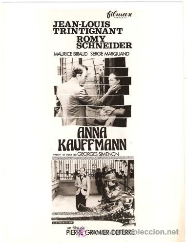 Cine: F2238 ANNA KAUFFMANN ROMY SCHNEIDER GEORGES SIMENON FOTO B/N ORIGINAL ESPA&Ntilde;OLA