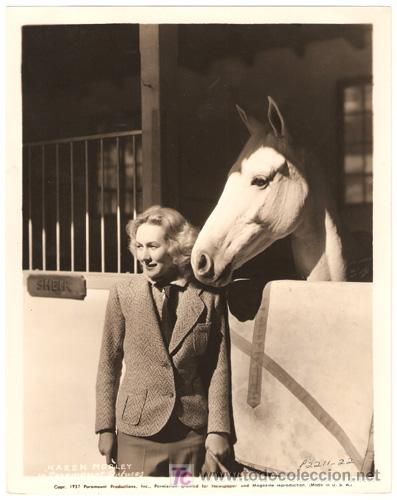 Cin&eacute;ma: F28348D KAREN MORLEY CON CABALLO FOTO ORIGINAL B/N AMERICANA