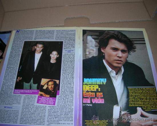 Cine: 2 Paginas con fotos (clippings) de Johnny Deep. para coleccionistas o fans.