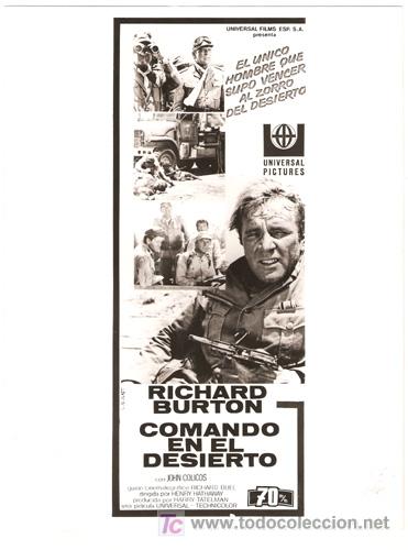 Cinema: F3528 COMANDO EN EL DESIERTO RICHARD BURTON FOTO ORIGINAL B/N ESPA&Ntilde;OLA