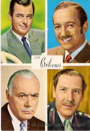 Kino: POSTAL DE LOS PROTAGONISTAS DE LA SERIE T.V. LOS BRIBONES GIG YOUNG DAVID NIVEN CHARLES BOYER ROBERT