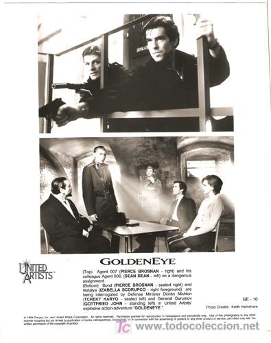 Cine: F10135D GOLDENEYE JAMES BOND 007 PIERCE BROSNAN SEAN BEAN FOTO ORIGINAL B/N AMERICANA