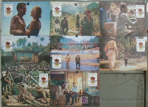 Kino: JG94 EL PUENTE SOBRE EL RIO KWAI DAVID LEAN ALEC GUINNESS HOLDEN SET 8 FOTOCROMOS ORIGINAL ESPA&Ntilde;OL