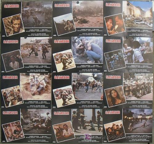 Cin&eacute;ma: JH44 SALVADOR OLIVER STONE JAMES WOODS SET COMPLETO 12 FOTOCROMOS ORIGINAL ESTRENO