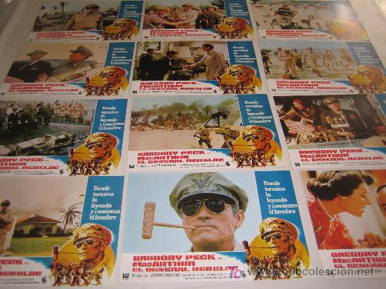 Cine: macarthur el general rebelde - gregory peck - coleccion 12 fotocromos del estreno