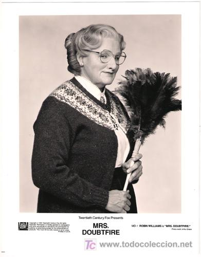 Kino: FCJ 2031 ROBIN WILLIAMS SE&Ntilde;ORA DOUBTFIRE FOTO ORIGINAL B/N AMERICANA