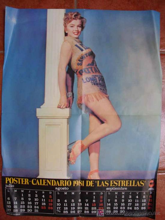 Cine: Poster calendario de 1981 de Las Estrellas.- MARILYN MONROE
