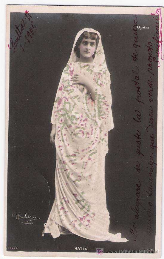 Cinema: Foto Postal. Jeanne Hatto.Actriz y cantante.Foto Reutlinger. Fechado en Sevilla en 1905.