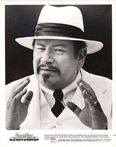 Cin&eacute;ma: FCJ 4331 PETER USTINOV CHARLIE CHAN LA MALDICION DE LA REINA DRAGON FOTO ORIGINAL B/N AMERICANA