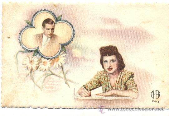 Cine: POSTAL ROMANTICA FHER CON GARY COOPER, FECHADA EN VALENCIA EN 1944