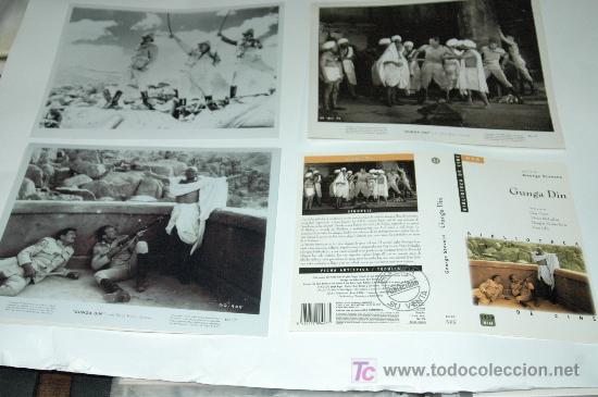 Cine: gunga din - lote 3 fotos + caratula video - cary grant victor mclaglen george stevens