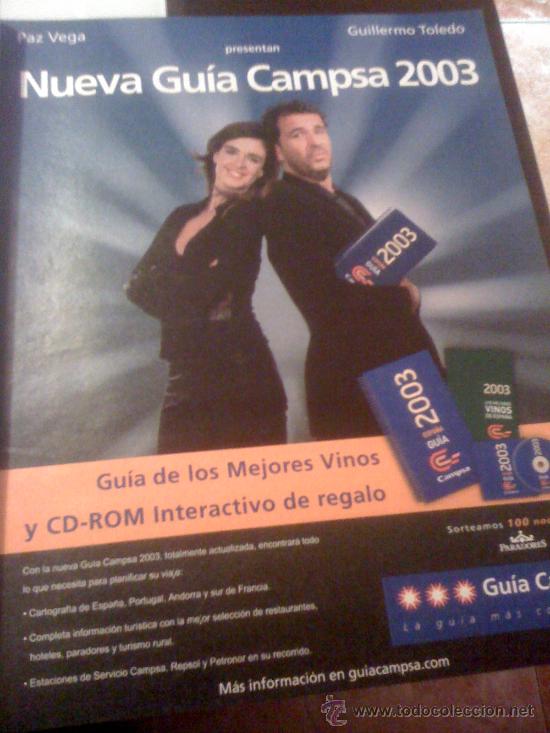 Cine: Publicidad en prensa de Gu&iacute;a Campsa 2003, con Paz Vega y Willy Toledo.