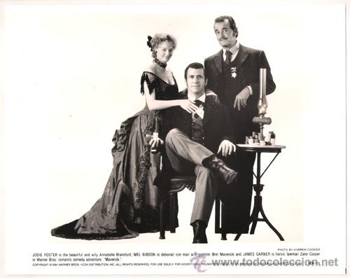 Kino: FCJ 6361 MEL GIBSON JODIE FOSTER JAMES GARNER MAVERICK FOTO ORIGINAL B/N AMERICANA