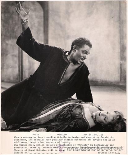 Cin&eacute;ma: FCJ 13207D LAURENCE OLIVIER OTELO WILLIAM SHAKESPEARE FOTO B/N ORIGINAL AMERICANA