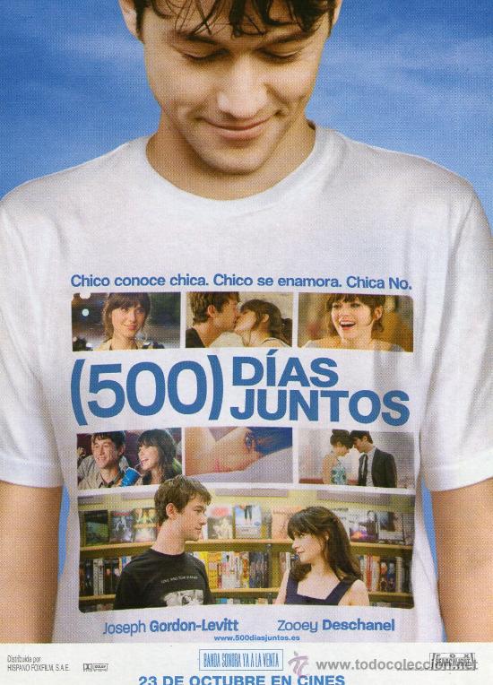 Cine: POSTAL DE LA PELICULA 500 D&Iacute;AS JUNTOS - CINE J GORDON LEVITT Y ZOOEY DESCHANEL