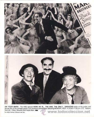 Cine: FCJ 7479 CHICO GROUCHO HARPO HERMANOS MARX FOTO B/N ORIGINAL AMERICANA TV