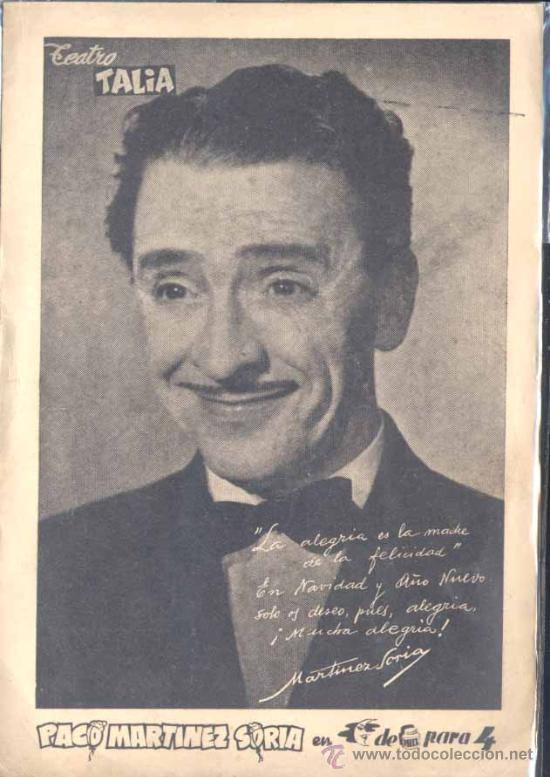 Cine: POSTAL DE PACO MARTINEZ SORIA EN EL TEATRO TALIA DE BARCELONA EN UNA REPRESENTACI&Oacute;N NAVIDE&Ntilde;A