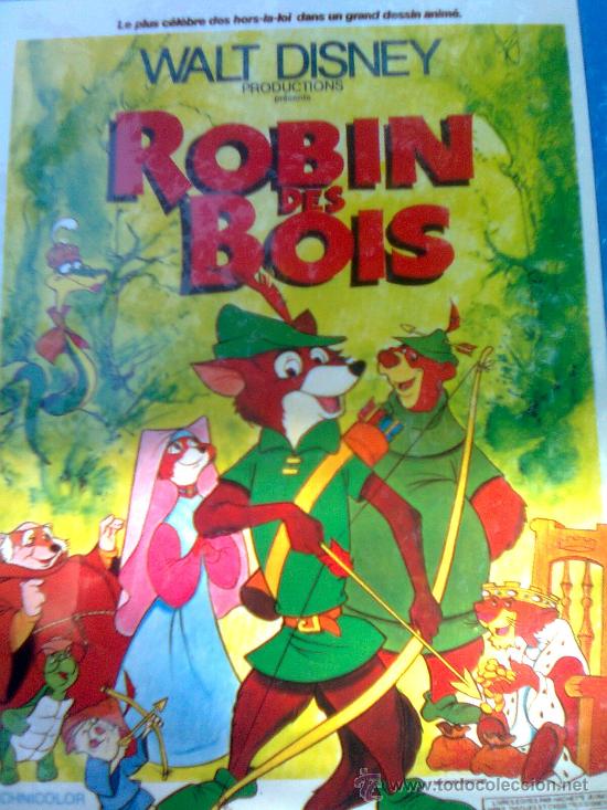 Cine: Postal francesa original Eurodisney primeros 90&acute;s - Robin Hood- Car&aacute;tula Disney con texto en franc&eacute;s