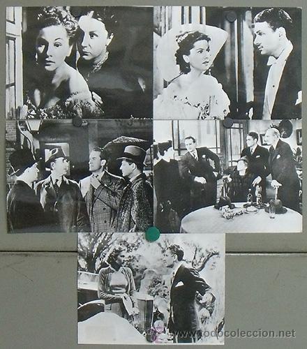 Cine: F4641 REBECA LAURENCE OLIVIER JOAN FONTAINE ALFRED HITCHCOCK 5 FOTOS B/N ORIGINALES ESPA&Ntilde;OLAS