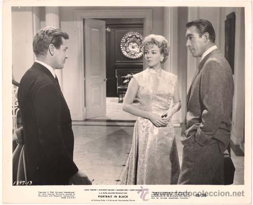 Cine: F5163 LANA TURNER ANTHONY QUINN RETRATO EN NEGRO FOTO B/N ORIGINAL AMERICANA
