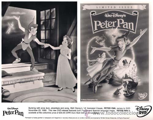 Cine: F5282 PETER PAN WALT DISNEY FOTO B/N ORIGINAL AMERICANA