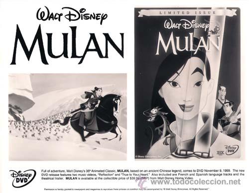 Cin&eacute;ma: F5284 MULAN WALT DISNEY FOTO B/N ORIGINAL AMERICANA