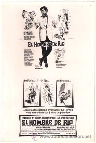 Cinema: F5368 EL HOMBRE DE RIO JEAN PAUL BELMONDO FRAN&Ccedil;OISE DORLEAC FOTO B/N ORIGINAL ESPA&Ntilde;OLA