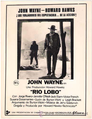 Cinema: F5458 RIO LOBO JOHN WAYNE FOTO B/N ORIGINAL ESPA&Ntilde;OLA
