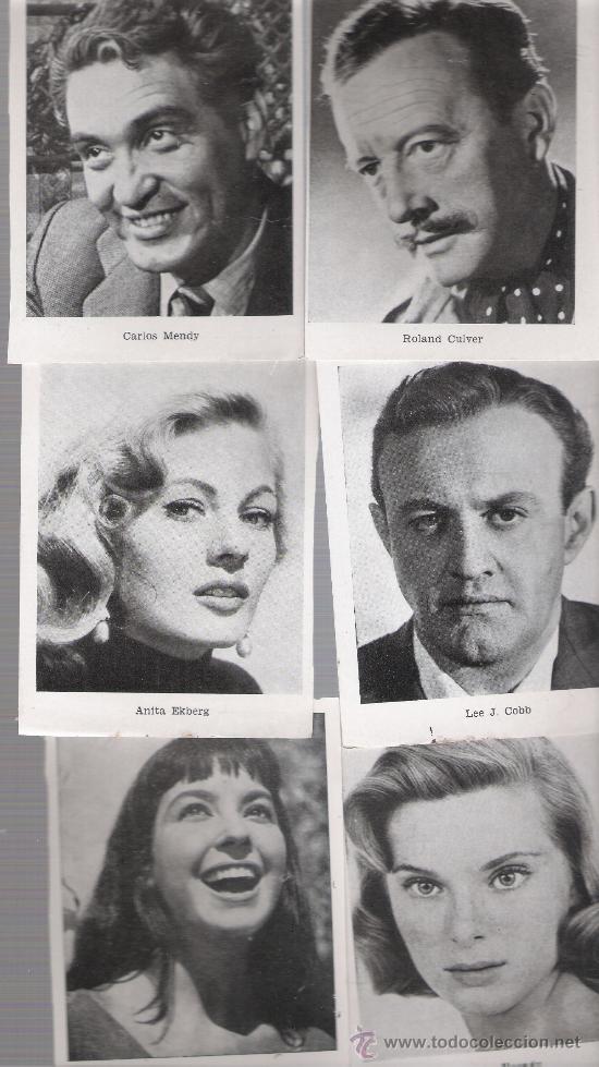 Kino: Lote de 6 cromo-tarjetas.(11,5x8,5). Al dorso: T&iacute;tulo de la pel&iacute;cula,Productora e Interpretes.