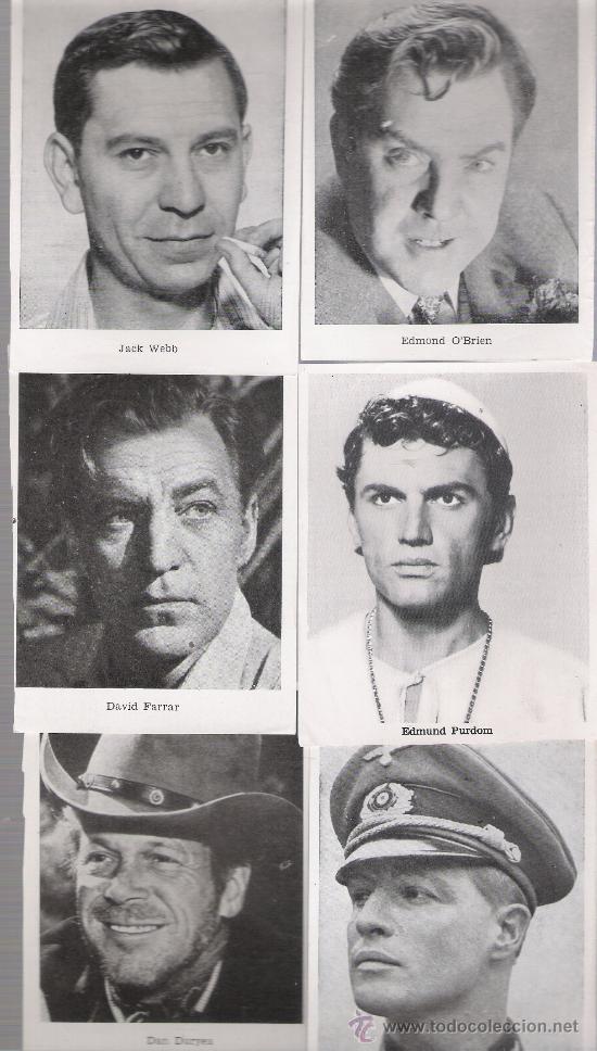 Kino: Lote de 6 cromo-tarjetas.(11,5x8,5). Al dorso: T&iacute;tulo de la pel&iacute;cula,Productora e Interpretes.