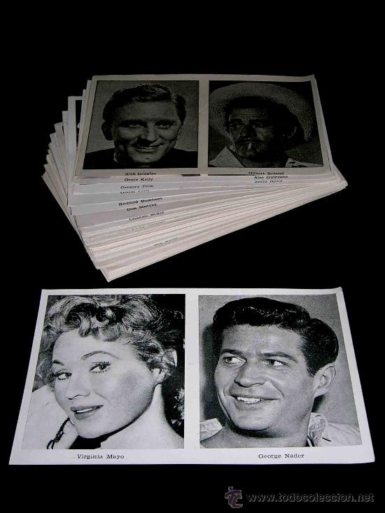 Cin&eacute;ma: Interesante conjunto 99 fotocromos dobles con art&iacute;stas de cine y pel&iacute;cula al dorso. Original a&ntilde;os 50