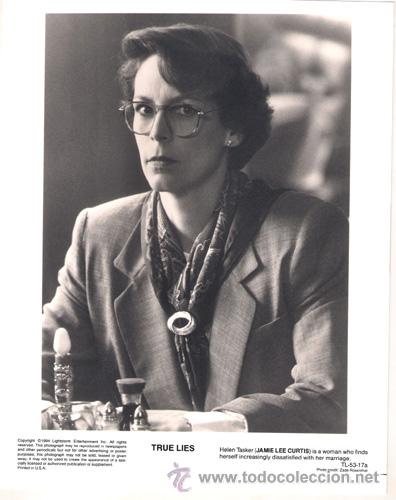 Cin&eacute;ma: FCJ 8859 JAMIE LEE CURTIS MENTIRAS ARRIESGADAS FOTO B/N ORIGINAL AMERICANA
