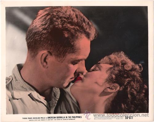 Cinema: F28185D TYRONE POWER MICHELINE PRELLE GUERRILLEROS EN FILIPINAS FOTO ORIGINAL COLOREADA AMERICANA