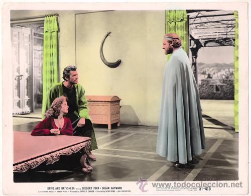 Cine: F28162D GREGORY PECK SUSAN HAYWARD DAVID AND BATHSHEBA FOTO ORIGINAL COLOREADA AMERICANA