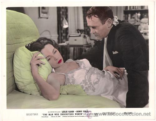 Cine: F28153D HENRY FONDA LESLIE CARON THE MAN WHO UNDERSTOOD WOMEN FOTO ORIGINAL COLOREADA AMERICANA