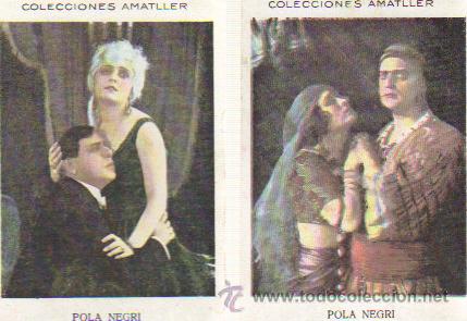 Cine: LOTE 2 CROMOS COLECCION AMATLLER SERIE C ARTISTA N&ordm; 4 POLA NEGRI N&ordm; 12,13 - A&Ntilde;OS 20