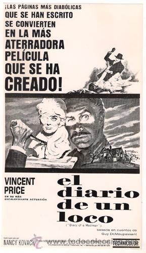 Cinema: F6496 VINCENT PRICE EL DIARIO DE UN LOCO DIARY OF A MADMAN FOTO B/N ORIGINAL ESPA&Ntilde;OLA