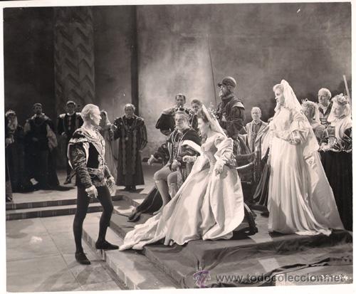 Cinema: F16081D LAURENCE OLIVIER JEAN SIMMONS EILEEN HERLIE HAMLET WILLIAM SHAKESPEARE FOTO B/N ORIG INGLESA