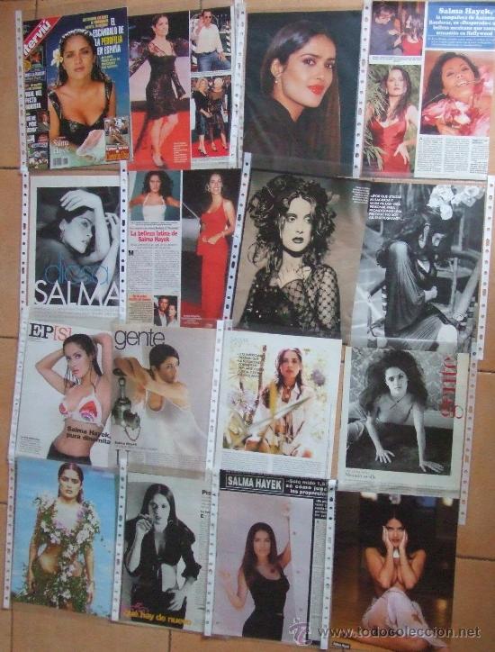 Cine: SALMA HAYEK, LOTE DE 42 PAGINAS DE RECORTES DE PRENSA EN FUNDAS DE PLASTICO