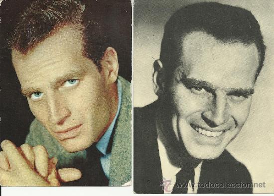 Cine: ANTIGUA PAREJA DE TARJETAS DE CHARLTON HESTON