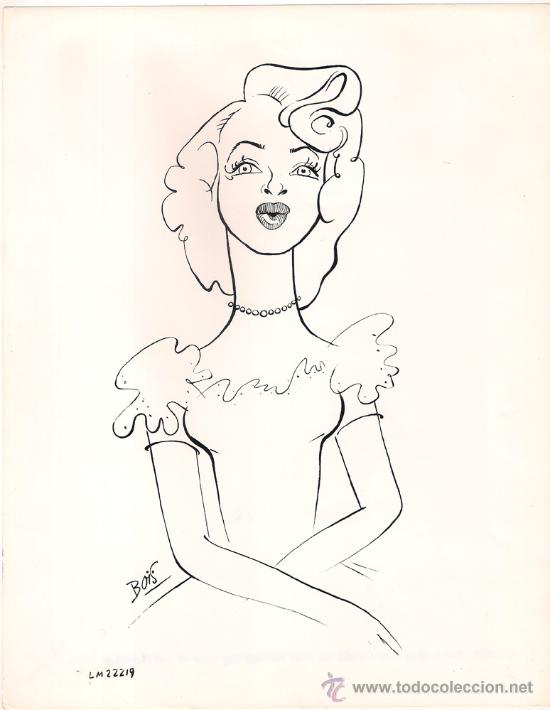 Cine: F11006D JANE POWELL FOTO CARICATURA B/N ORIGINAL AMERICANA BOIS