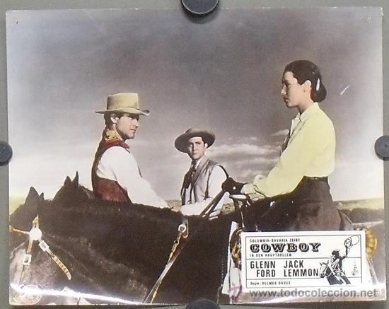 Cinema: OS74 COWBOY JACK LEMMON ANNA KASHFI FOTOCROMO ORIGINAL ALEMAN