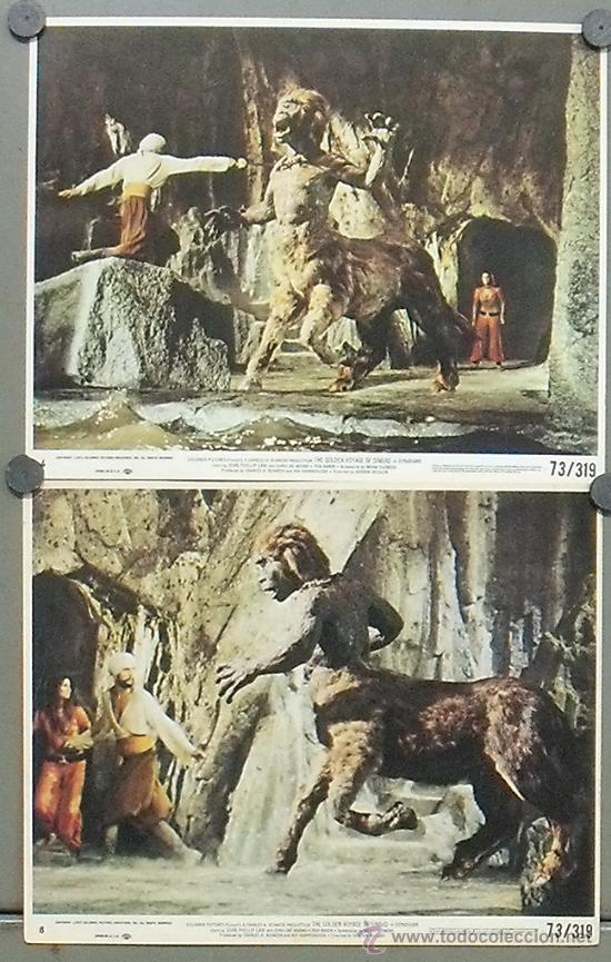 Cinema: F7484 EL VIAJE FANTASTICO DE SIMBAD RAY HARRYHAUSEN 2 FOTOCROMOS ORIGINALES AMERICANOS