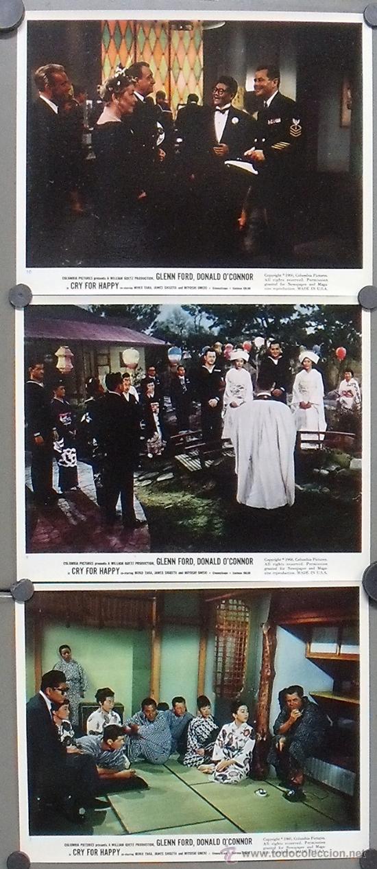 Cinema: F7486 LA CASA DE LAS TRES GEISHAS GLENN FORD DONALD O'CONNOR 3 FOTOCROMOS ORIGINALES AMERICANOS
