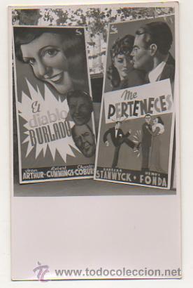 Cine: POSTAL. FOTOGRAF&Iacute;A CARTEL PUBLICITARIO CINE PICAROL, BADALONA. 'EL DIABLO BURLADO'. 'ME PERTENECES'.