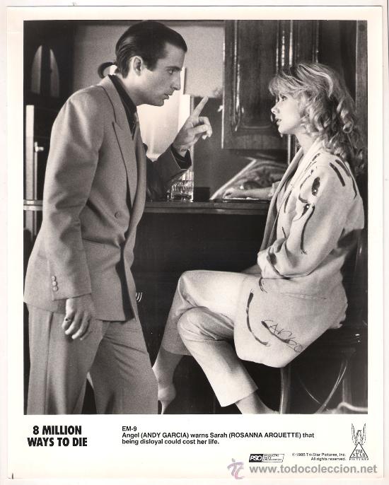 Cine: F8275 ANDY GARCIA ROSANNA ARQUETTE 8 MILLONES DE MANERAS DE MORIR FOTO B/N ORIGINAL AMERICANA