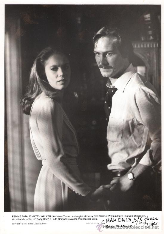 Cine: F8282 KATHLEEN TURNER WILLIAM HURT FUEGO EN EL CUERPO FOTO B/N ORIGINAL AMERICANA