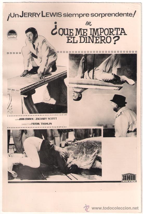 Kino: F8495 QUE ME IMPORTA EL DINERO JERRY LEWIS FOTO B/N ORIGINAL ESPA&Ntilde;OLA