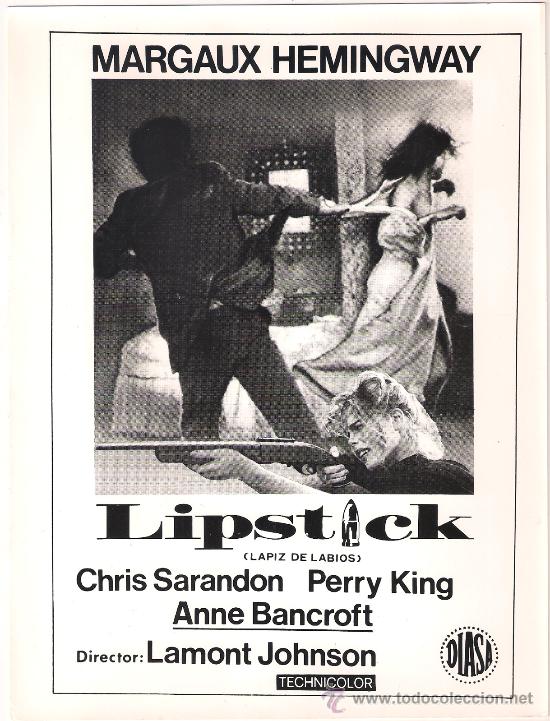 Cine: F8497 LAPIZ DE LABIOS MARGAUX HEMINGWAY ANNE BANCROFT FOTO B/N ORIGINAL ESPA&Ntilde;OLA
