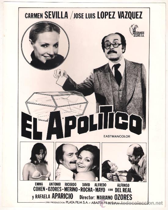 Cine: F8520 EL APOLITICO CARMEN SEVILLA JOSE LUIS LOPEZ VAZQUEZ  FOTO B/N ORIGINAL ESPA&Ntilde;OLA